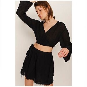 Free People Black Skirt Set